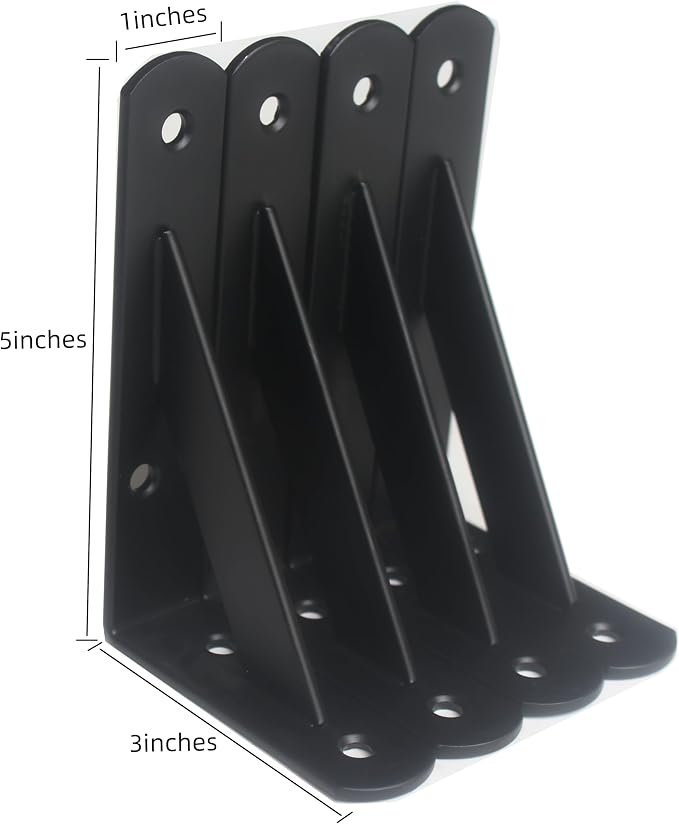 6 Pack L5 x H 3" Black Heavy Duty Shelf Brackets - Image 2