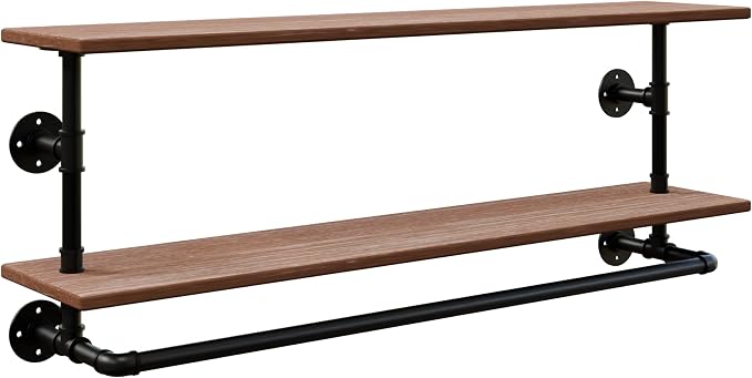 Clothes Rack 36in, 2 Tier Wall Mounted Garment Rack - Image 6