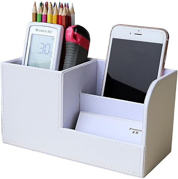 KINGFOM Desk Organizer Office Supplies Caddy Pu Leather Multi-function Storage by KingfomLeatherHomeOfficeDecor
