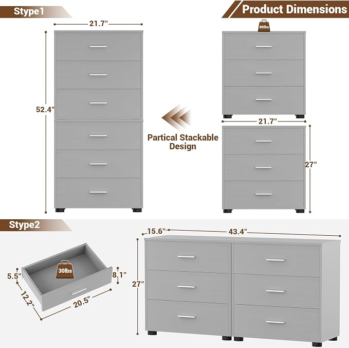 Aheaplus Closet Drawers Set of 2, Wood Closet Organizers and Storage - Image 3
