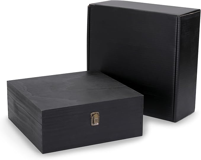 makerflo Medium Black Pine Wood Memory Box by makerflo