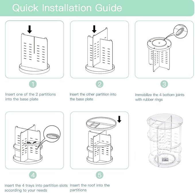 360 Rotating Makeup Organizer, DIY Adjustable Spinning Holder, Foldable - Image 6