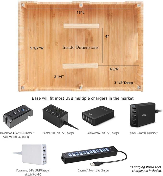 MobileVision Bamboo 10-Port Charging Station & Compatible Adapter - Image 5