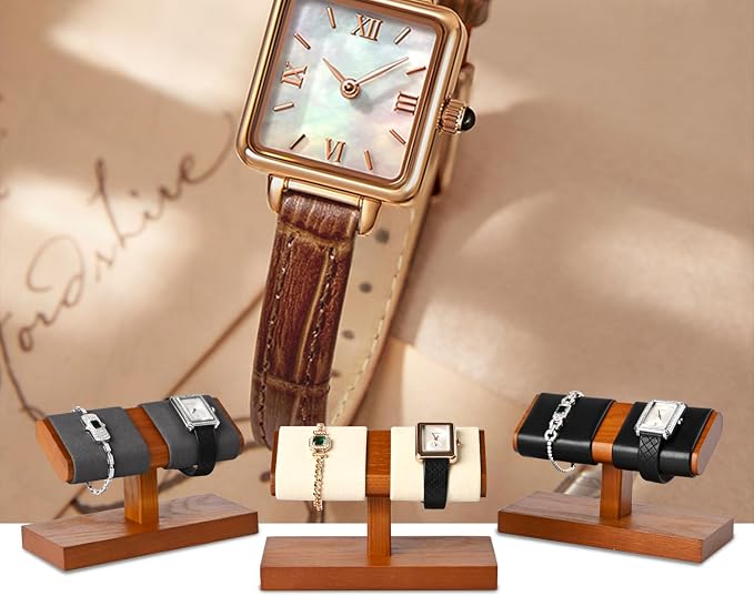 Oirlv Solid Wood Double Watch Display Stand Watch Bracelet Organizer - Image 3