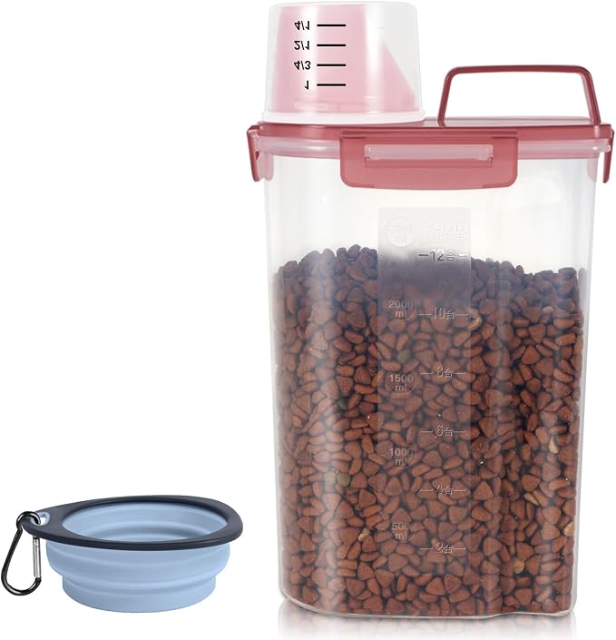 3-5Lbs Small Cat Dog Food Storage Containers BPA Free, Airtight Pet Food by LEAWALK