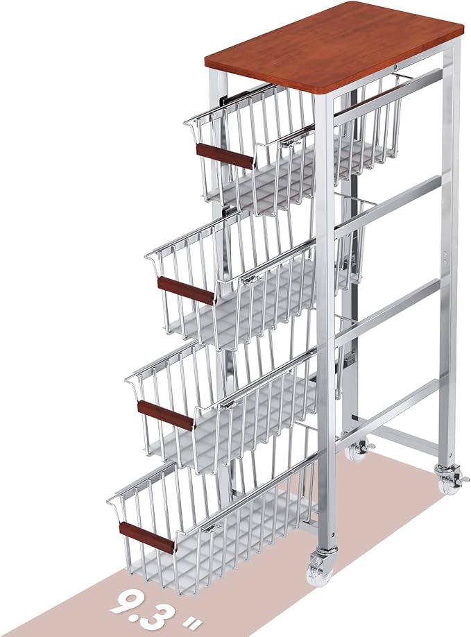 Ultra Slim 5-Tier Rolling Fruit & Vegetable Storage Cart by Unknown