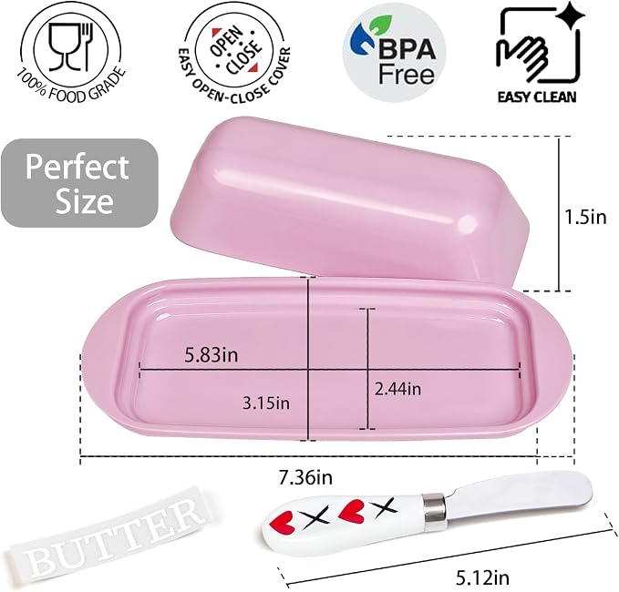 Butter Dish with Lid and Knife, Durable Countertop & Fridge Butter Keeper - Image 4