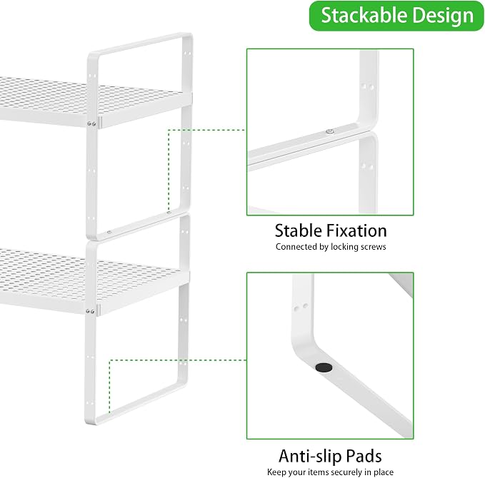 Expandable Cabinet Storage Shelf Stackable Organizer Rack - Image 5
