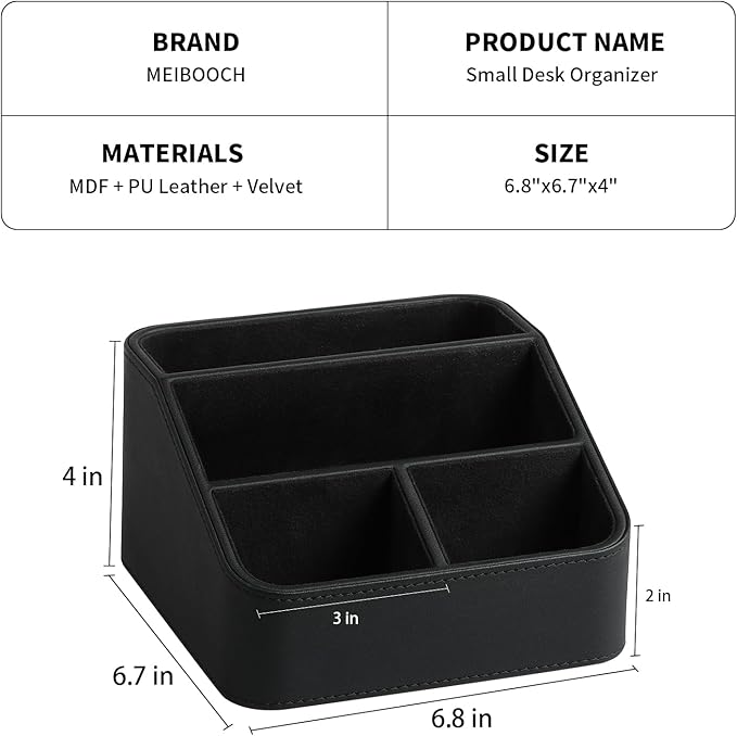 Remote Control Holder, PU Leather Small Desk Organizer - Image 5
