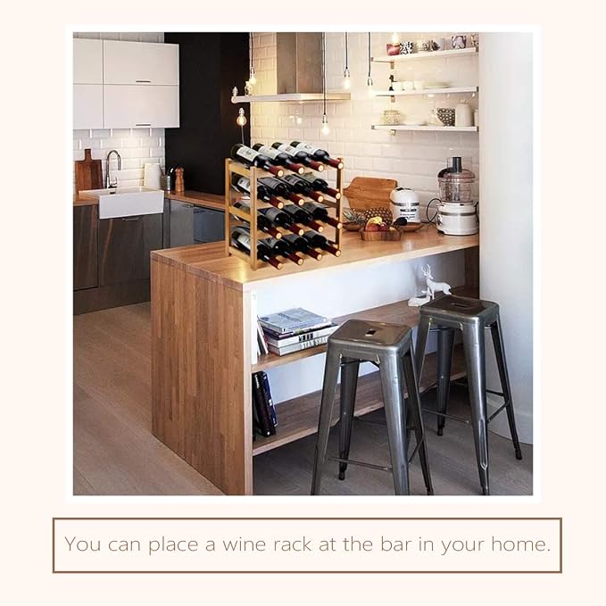 Bamboo Wine Rack, Sturdy and Durable Countertop Wine Storage Cabinet Shelf - Image 2