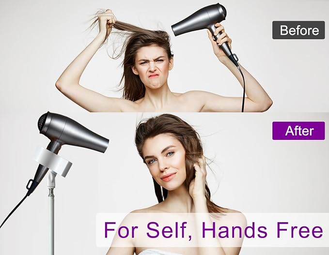 Hair Dryer Stand White 20-63 Inch Adjustable Blow Dryer Holder - Image 2