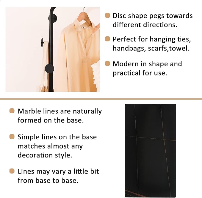 Metal Coat Rack Stand Black Coat Tree Free Standing - Image 3
