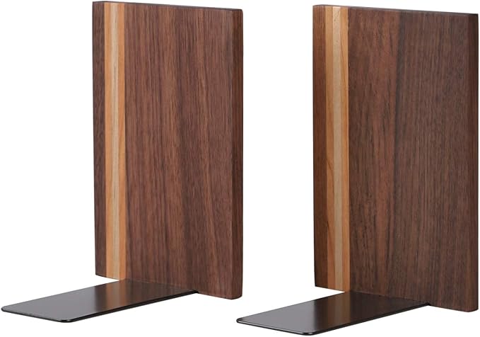 Muso Wood Artist Bookends, Decorative Bookshelf Book Ends Heavy Duty Bookends - Image 3