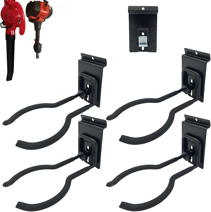 Adjustable Slatwall Hooks, Lockable Slatwall Weedeater & String Trimmer Hanger by Juformin