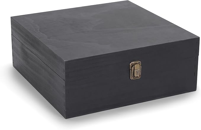 makerflo Medium Black Pine Wood Memory Box - Image 2