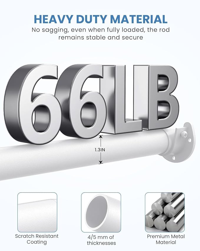 2 PACK Closet Rods for Hanging Clothes, 17 to 28 Inches Stepless Adjustable - Image 4