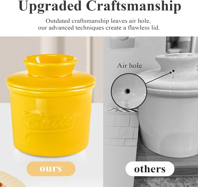 Ceramic Butter Crock with Lid & Spreader Knife, Butter Keeper - Image 3