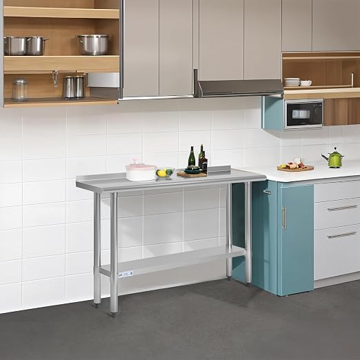 Hally Stainless Steel Table for Prep & Work 14 x 60 Inches, NSF Commercial - Image 2