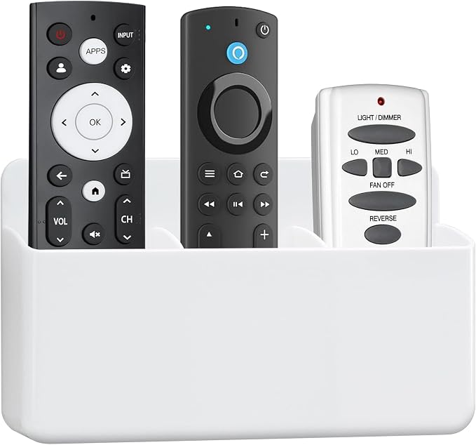 3 Slot Adjustable Remote Control Holder Wall Mount, TV Remote Holder, Self by VACONICO