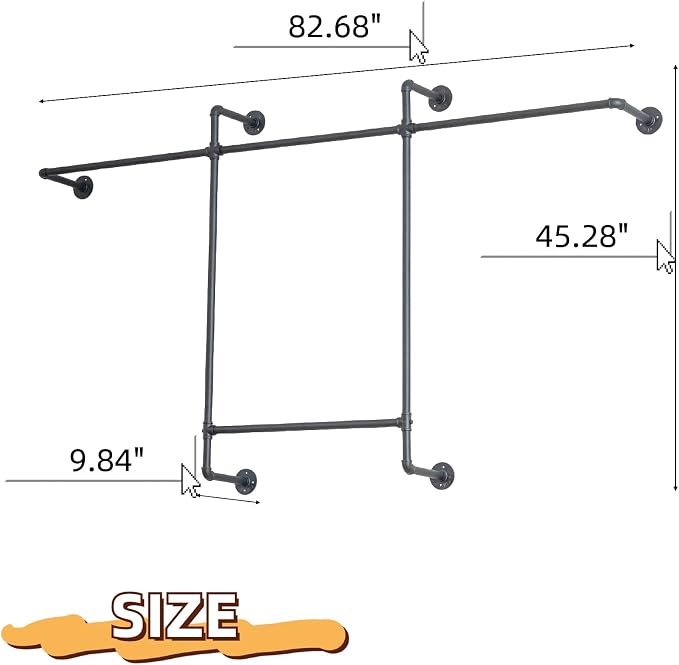 Industrial Pipe Clothing Rack, Hanging Garment Rack, Wall Mounted Pipe Clothes - Image 4
