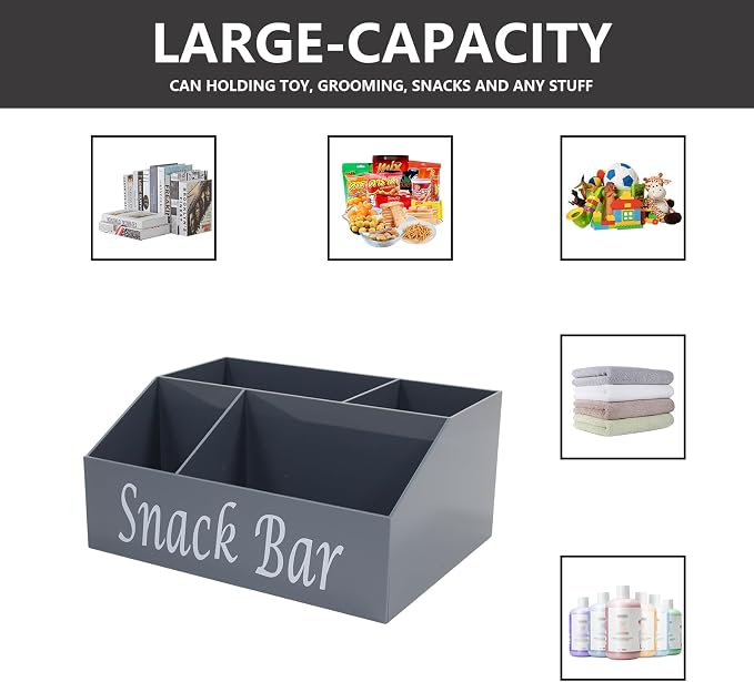 Snack Organizer for Countertop, 4 Compartments Acrylic Snack Organizer - Image 6