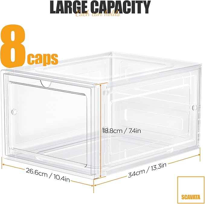 Hat Organizer Box, Stackable Clear Baseball Caps Holder Box Containers - Image 2