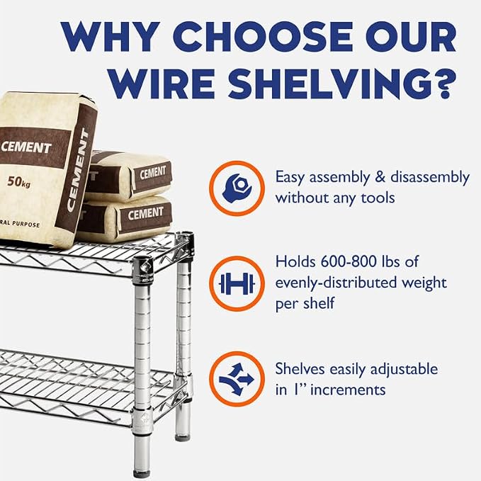 Shelving Inc. 8" d x 12" w Chrome Wire Shelving - Image 7