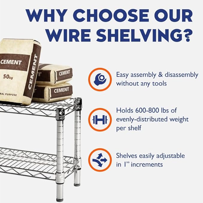 Shelving Inc. 8" d x 48" w x 64" h Black Wire Shelving - Image 5