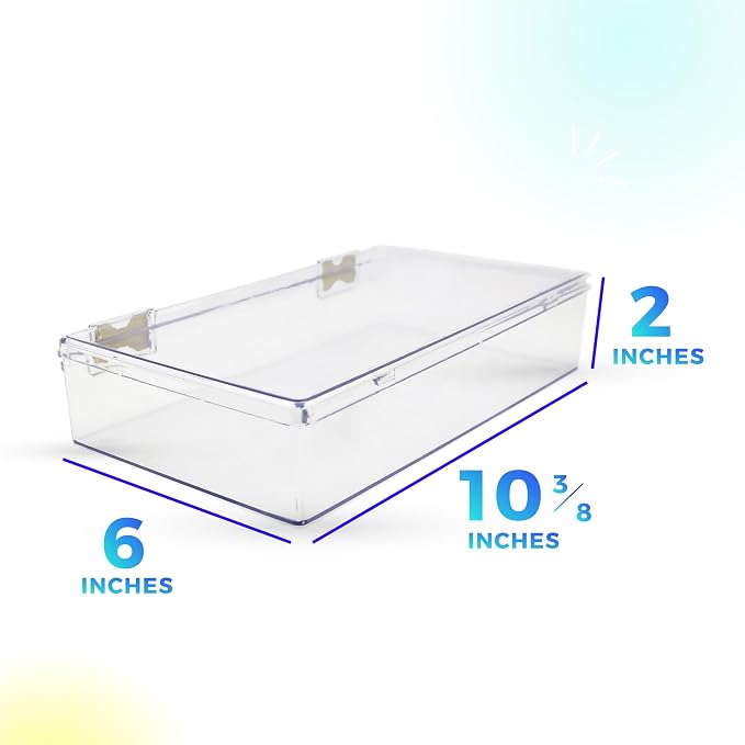 1 Clear Hard Plastic Box with Hinged Lid, 10 3/8" L x 6" W x 2" H, Plastic - Image 4