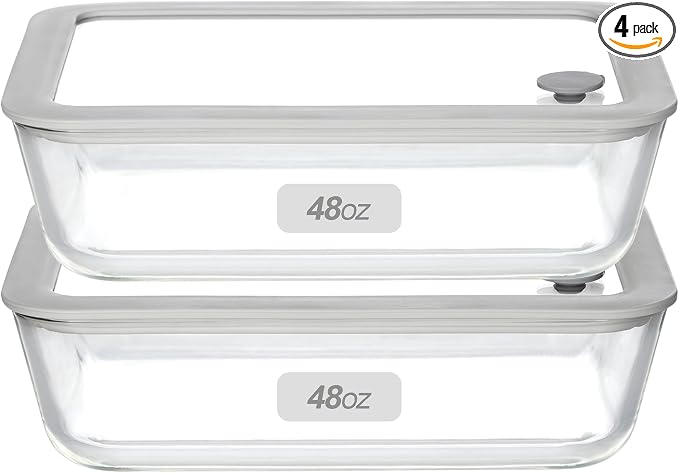 Glass Food Containers with Glass Lid, Microwave Safe Food Storage Container Set by Eco-Evo