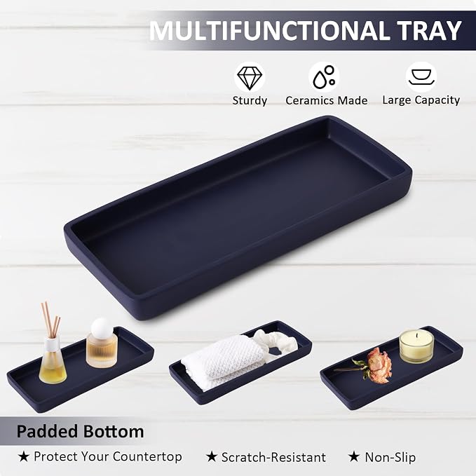 Resin 6 Pcs Navy Blue Bathroom Set Complete - Image 5