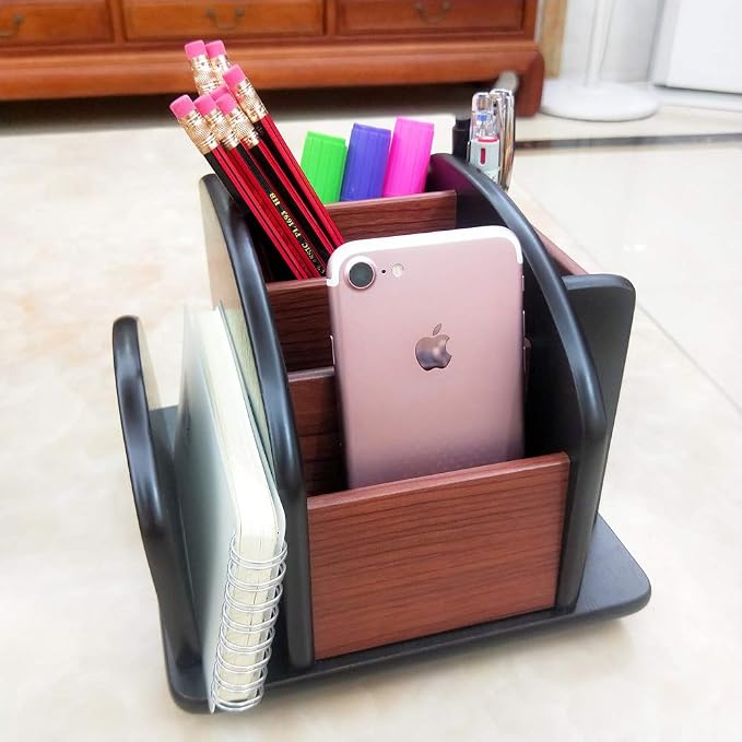 Revolving Remote control caddy, Wooden pen holder - Image 5
