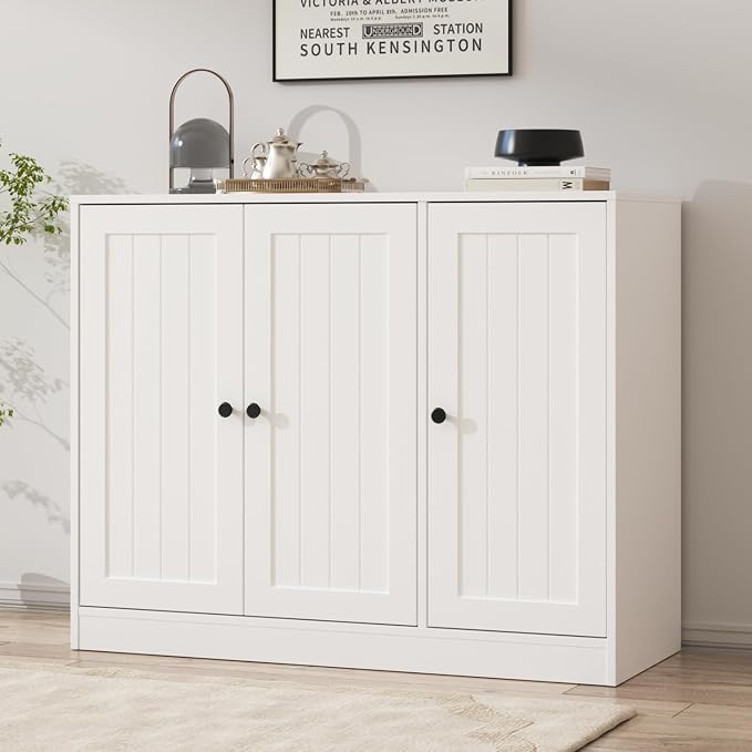 Buffet Cabinet with 3 Door, Kitchen Storage Sideboard with Adjustable Shelf - Image 9