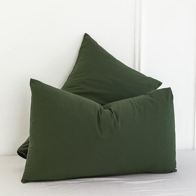 MooMee Bedding Pillowcases Pack of 4 100% Washed Cotton Linen Like Textured - Image 3