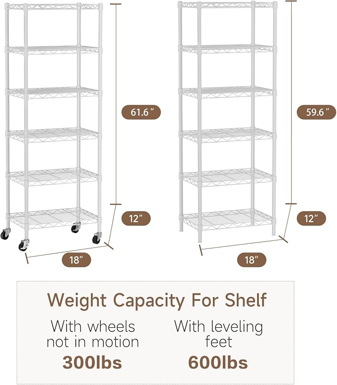 Small 6 Tier Shelf Storage Wire Shelving Unit Metal Shelves Adjustable - Image 3