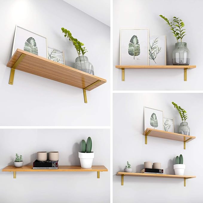Gold Heavy Duty Shelf Brackets 4 Inch, Rustic Gold Iron L Shelf Bracket - Image 6