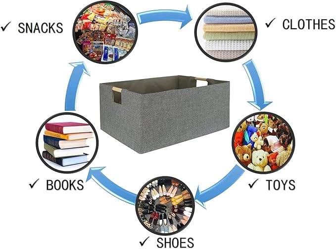 Storage Bin for Shelves Rectangle Closet Baskets Foldable Box - Image 3