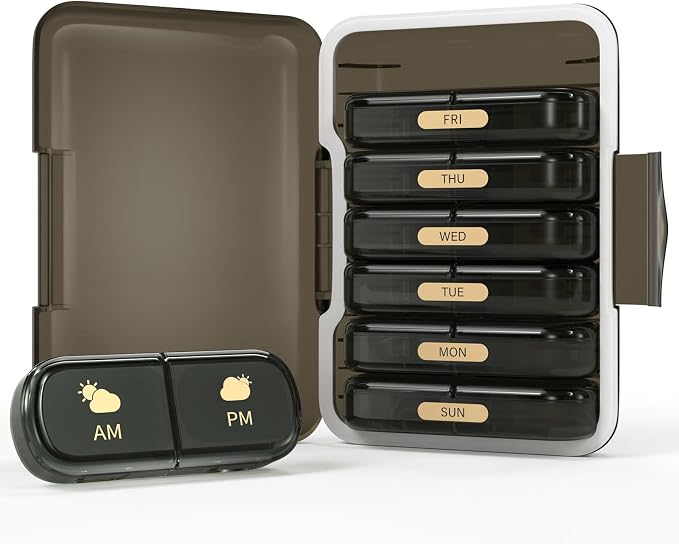 Weekly Pill Organizer 2 Times a Day, 7 Day Pill Box 2 Times, Portable by Codcaw