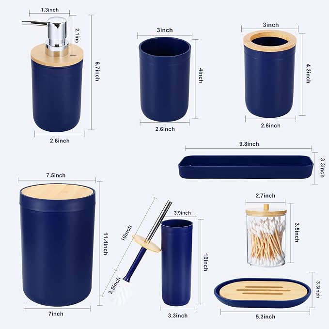 iMucci Bathroom Accessories Set Navy Blue Bathroom Decor Sets - Image 6