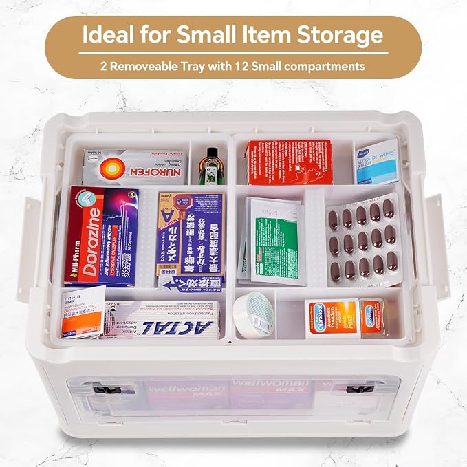 DOUKE 30qt Medicine Organizer Storage Box – Plastic First Aid Box Empty - Image 5