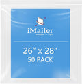 iMailer- 26" x 28" 50 Pack- 2 Mil Resealable Zip Bags- Clear Plastic Bags by iMailer