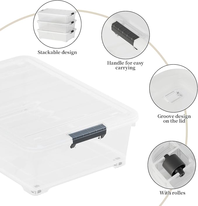 3-Pack Clear Plastic Underbed Storage Bins - Image 3