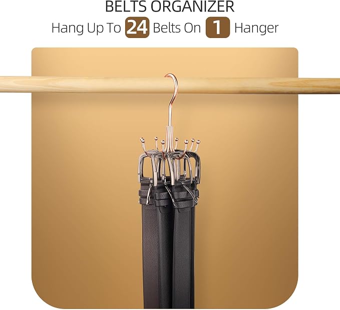 ZEDODIER Belt Hanger, 2 Pack Belt Rack Closet Accessories Organizer, Maximum 24 - Image 2