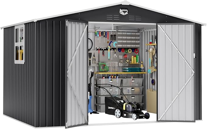 10x8 FT Outdoor Storage Shed, Metal Garden Shed by SOFTKISS