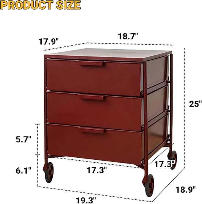 3-Drawer Rotatable End Table, Storage End Table Sofa Side Cabinet, Modern Cream - Image 3