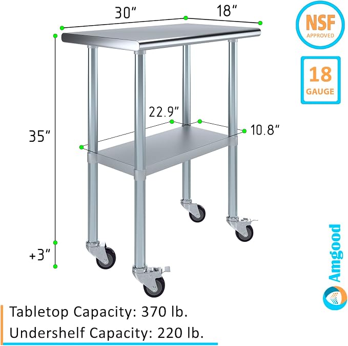 AmGood 30" Long x 18" Deep Stainless Steel Table - Image 3