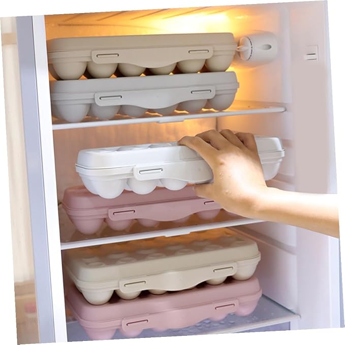 2pcs Egg Fridge Organizer with Lids Stackable Egg Storage Box - Image 2