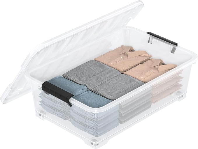 4 Packs 20 L Clear Plastic Underbed Storage Bins - Image 6