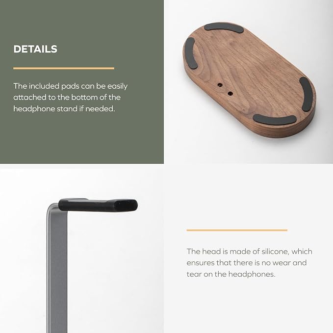 muso wood Headphone Stand & Desktop Headset Holder | Space-Saving Premium Solid - Image 5