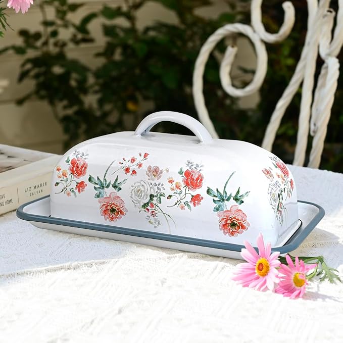 Enameled Farmhouse Vintage Butter Dish - Image 2